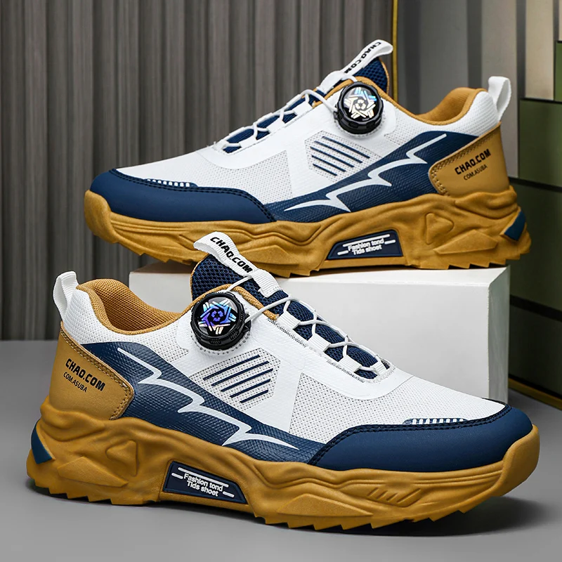 kf-S80a1926a009145c2bde4743734407fd2D Men's Korean breathable casual sports shoes four season new soft soled Rotating shoelaces outdoor running shoes student sneakers - Image 1