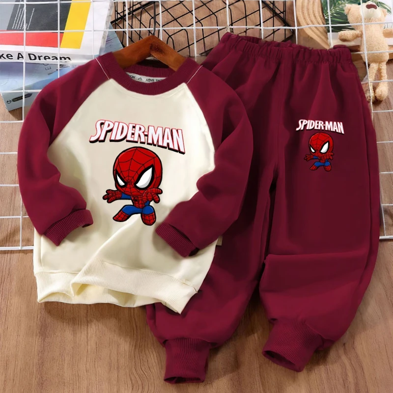 kf-S813b22e7cdaf4dc7bdb43b482501b04ep MARVEL Fashion Cartoon Print Boys Spliced Sweatshirt 2-piece Sets Kids O Neck Hoodies and Long Pant 2pcs Set Kids Sport Clothes - Image 1