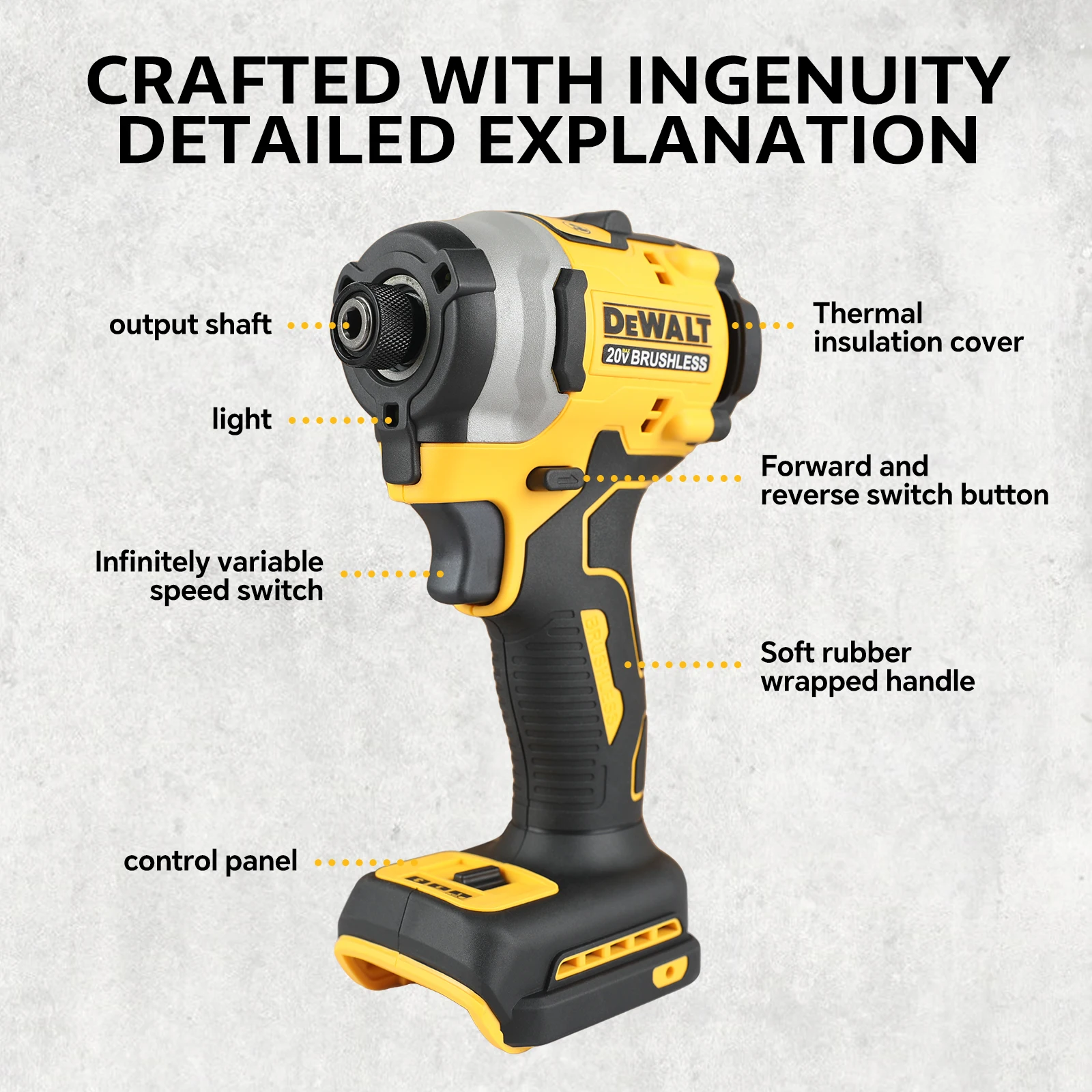 kf-S823a0eac94374f48a6bd0de5535b88a38 Dewalt DCF850 wireless electric screwdriver 20V rechargeable, lithium battery, power tool, high torque bare machine - Image 1