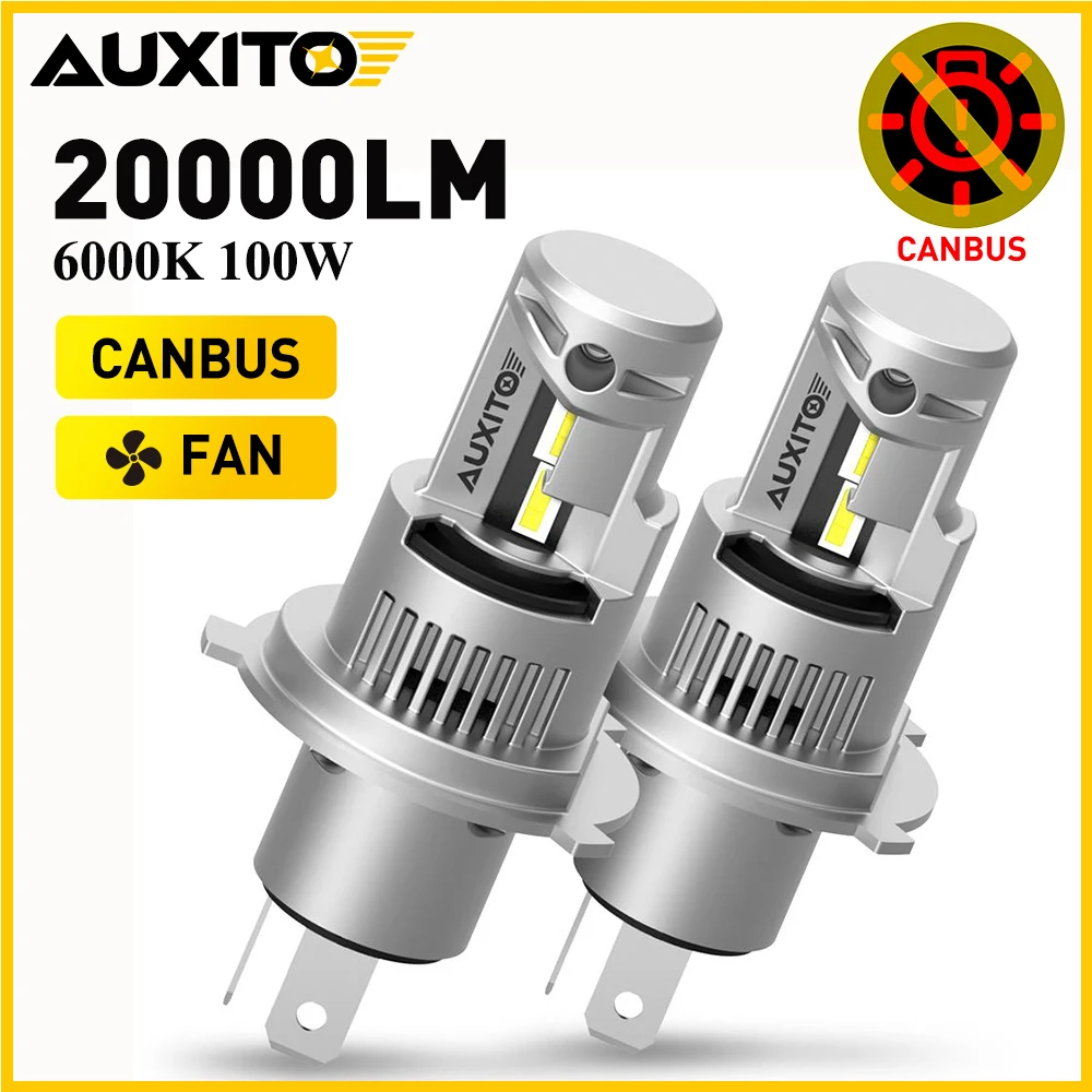 kf-S82fce83c53a848cb9ac0fed5b3cf54fe9 AUXITO 2Pcs 20000LM H4 9003 LED Headlight Canbus 100W Super Bright Turbo H4 Led High Low Beam Headlamp For BMW E30 Audi A3 A4 VW - Image 1