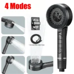 4 Modes Self-cleaning Shower Head with Silicone Brush One-Key Stop Water Massage High Pressure ABS Showerhead with Filter