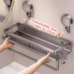 No Drill Suction Cup Adhesive Bathroom Rack Bathroom Shelf Toilet Aluminum Hanging Rack Bathroom Organizer Hang On The Wall