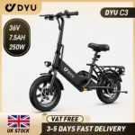 DYU C3 Adult Electric Bike 250W Motor Foldable Electric Bike 36V 7.5AH 14 Inch Tires City Commuter Electric Bike