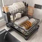 Stainless Steel Adjustable Dish Drying Rack with Drainboard - Over Sink Plate Organizer, Kitchen Storage Rack