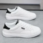 White Black Men Shoes Comfortable Casual Skateboard Shoes Men Solid Leisure Sneakers Lightweight Walking Shoes