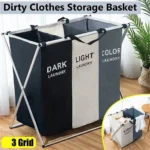 1-3Grids Laundry Basket Foldable Dirty Clothes Organizer Bathroom Waterproof Storage Basket Large Laundry Hamper Two Size New