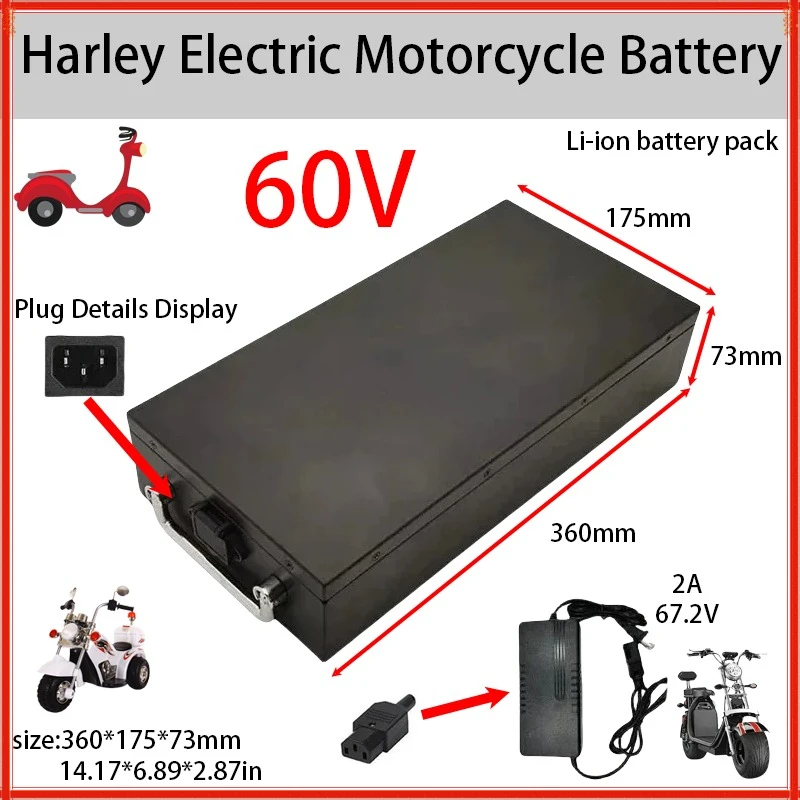 kf-S904f891cd9234069bace28e86974c41aD 60V 20Ah-60Ah Electric motorcycle Li-ion Battery Pack 2000W for Harley two wheel foldable Citycoco electric scooter,Free Charger - Image 1
