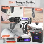 Cordless Drill Set, 21V Drill with 1.5Ah Battery, Cordless Screwdriver with Battery and Charger, Home DIY Tool Kit