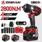 ONEVAN 2800N.M 2800W Brushless Electric Impact Wrench 1/2 Inch Cordless Wrench Screwdriver Power Tool For Makita 18V Battery Pin
