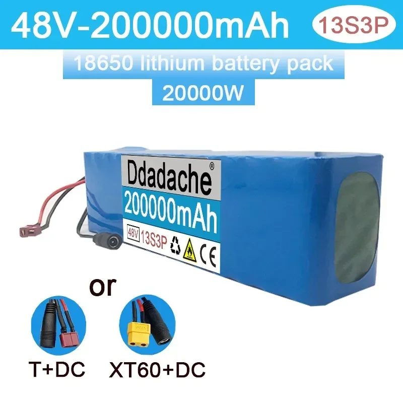 kf-S93ce5ffaceb644f494cf02f262244dd95 New48V 200000mAh 20000W13S3P XT60 48VLithiumlonBattery Pack 200Ah for54.6vE-bike Electric Bicycle Scooter with BMS - Image 1
