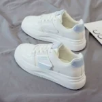 All-season New Korean White Sneakers for Women - Colorblock Platform Sports Board Shoes, Fashion Design Casual Shoes