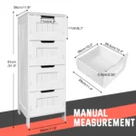 Bathroom Storage Cabinet 4 Drawers Floor Standing Modern Waterproof Bathroom Cabinet Space Saver Home Furniture Cabinet PVC