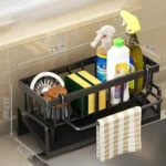 Kitchen Spice Storage Shelf with Drainage Rack, Installation Sink Organizer, Tap-Mounted Shelf for Home Kitchen Accessories