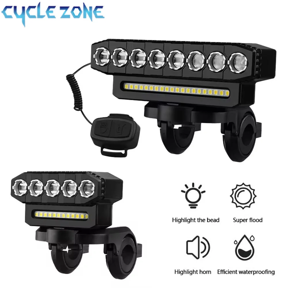 kf-Sa6e23215b59944cc84541f91b505b4bfN 5/8 LED Bicycle Front Light USB Rechargeable 130dB Cycling Bike Horn Easy to Install 6 Modes Bicycle Bell Light - Image 1