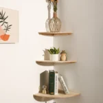 Scalloped Corner Shelves Floating Wall Shelf Storage Rack Wooden Wall Decor Bedroom Living Room Kitchen Home Decorations Ledge