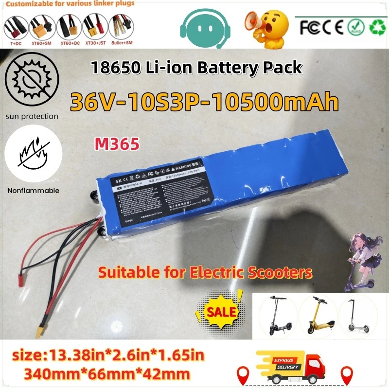 kf-Sb274c750f1f94e2b90cf1b0f1bf70ac1s 10S3P 36V 10.5Ah NEW Electric scooter 18650 Li-ion battery pack for Mijia M365 Electric Scooter 1000W ,charger,BMS,XT30 JST,XT60 - Image 1