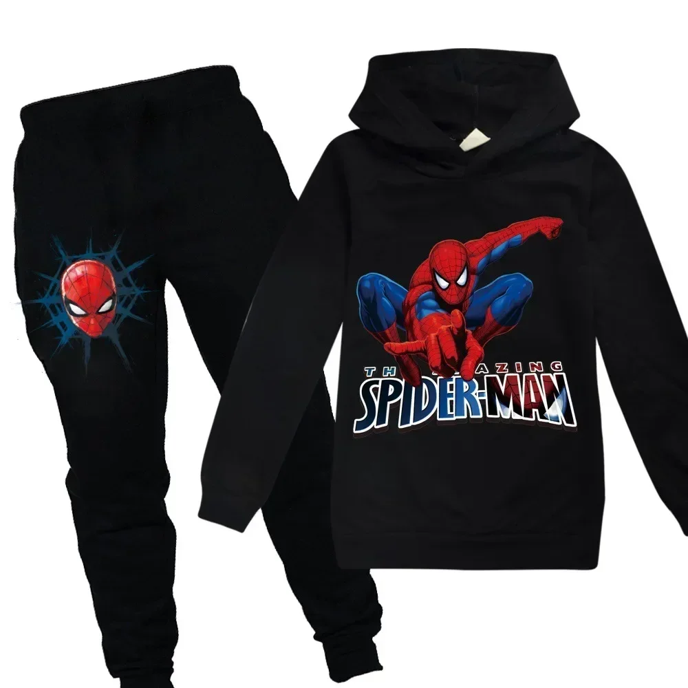 kf-Sb549f28e73f744e2b109215cea78ca40q Marvel Spider Man Kids Boy Girl Hoodies Pants Suit Cartoon Spiderman Print Children's Clothing Set Sweatshirts Casual - Image 1