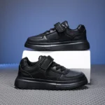 New Children Sneaker Boys Casual Shoes Black Leather Flat Student Walking Shoes Non-slip Girl Lightweight Sports Tennis Footwear