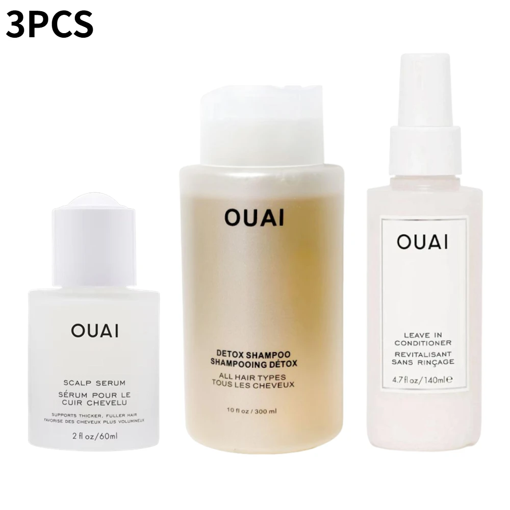 kf-Sb5b5c94ac3114c9a868c062a34f998a0p OUAI Professional Hair Care Kit 300ml Detox Shampoo 60ml Scalp Serum 140ml Leave-in Conditioner Hair Care For All Hair Types - Image 1