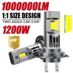 H7 LED Car Headlight Bulbs CANBUS 1200W High Power Super Bright Wireless Auto spotlights Mini Turbo Fan Fog Lamps Plug&Play 12V