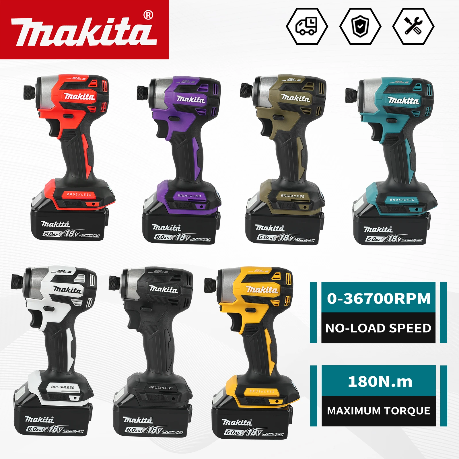 kf-Sb895ce03aa2942638f7a1506518abf692 Makita 18V Cordless Impact Driver LXT BL Brushless Motor Electric Drill Wood/Bolt/T-Mode 180 N·M Rechargeable Power Tools DTD173 - Image 1
