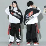 Children Boy Girl Streetwear Hip Hop Loose Casual Sport Jacket Pant Sets Kids Coat Trousers Tracksuits Costume Stage Clothes