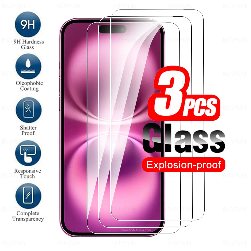 kf-Sba71b526a55d4ea7bf28a277f8c35e61e 3 Pieces Protective Glass For iPhone 16 Plus Tempered Glass For Apple iPhone 16 Pro Max Screen Protector iPhone16 Pro 16Pro Max - Image 1
