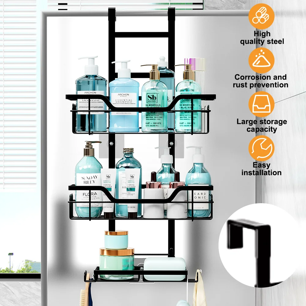 kf-Sbb74cf27bf774729adae0e6c999d6d64J Over The Door Shower Caddy, Bathroom Storage Rack, Bathroom Hanging Shelf, Double Layer Shower Shelf, Bathroom Caddy Organizer - Image 1