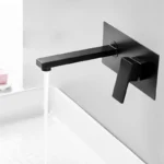 BAKALA Luxury Mirror Matte Black White Bathroom Faucet Basin Sink Tap Wall Mounted Square Brass Mixer LT-320BR
