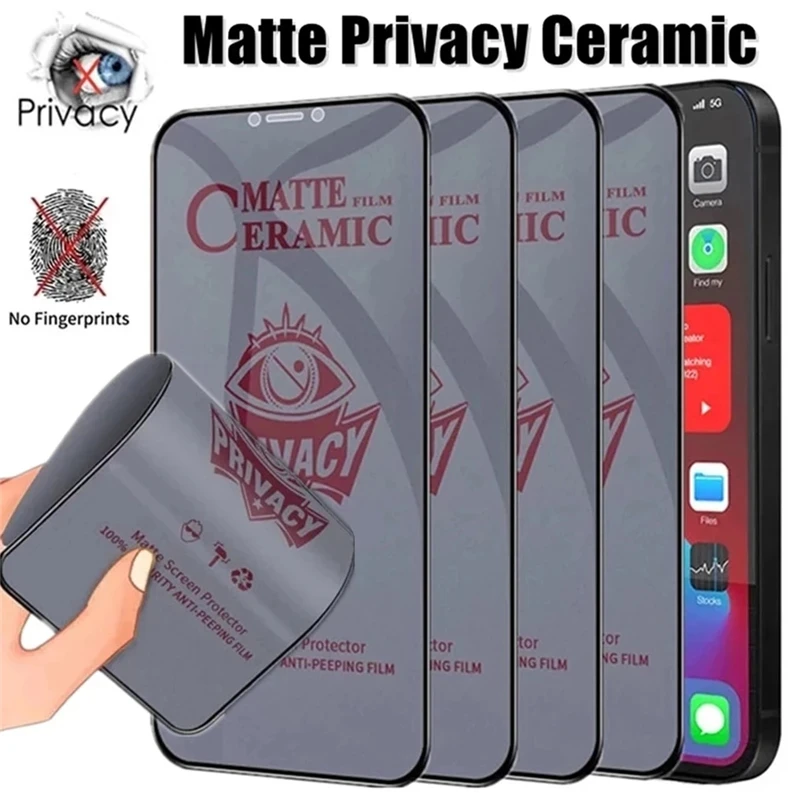 kf-Sc188088c0bcd469e926ae9bc8ae51204w 1-4Pcs Matte Ceramic Privacy Screen Protectors for iPhone 17 Pro Max 16 15 14 13 12 11 Anti-spy Film for iPhone 7 8 Plus X XR XS - Image 1