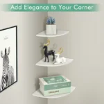 3Pcs Wall Mounted Decorative Shelf White Corner Rack Multipurpose Storage Organizer for Home Bedroom Living Room Decor