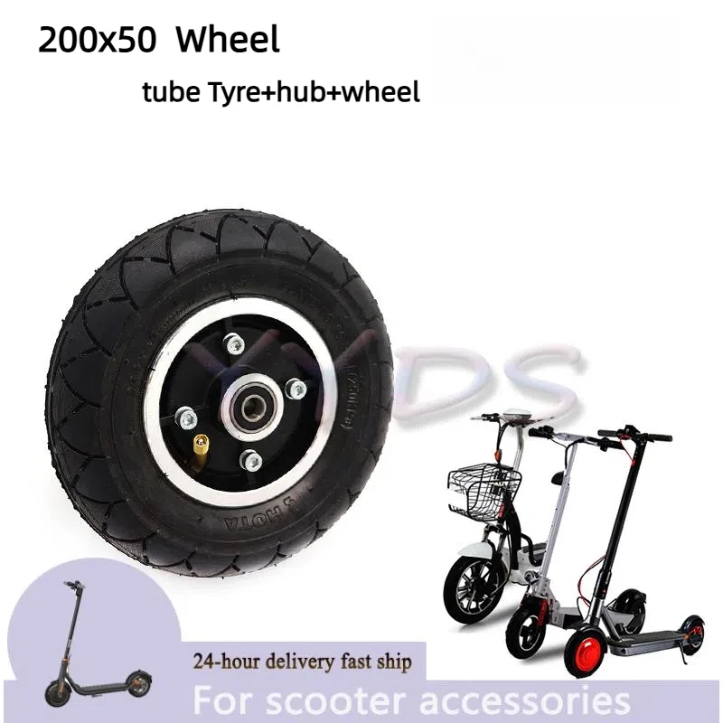 kf-Sc2bd98bbd08e4900ba8e6ae85ee0e40fv 8 Inch 200x50 Inner and Outer Tire Aluminum Alloy 10mm Hub with 6200 Bearing FOR Electric Scooter Wheel Pneumatic - Image 1