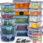 12/24 Clear Kitchen Food Storage Container Set - Microwave Safe, Multifunctional Plastic Lunch Box with Lid + 24 Chalkboard Labels
