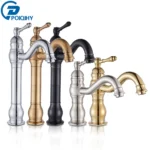 POIQIHY Antique Brass Basin Vessel Sink Faucet Deck Mounted One Hole Cold Hot Water Cold Hot Mixer Tap Bathroom Faucet 1 Hole