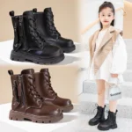 Kids Mid-calf Boots for Girls 2025 New Autumn Kids Breathable Lining Boots Soft Sole K-pop Style Girls School Christmas Boots