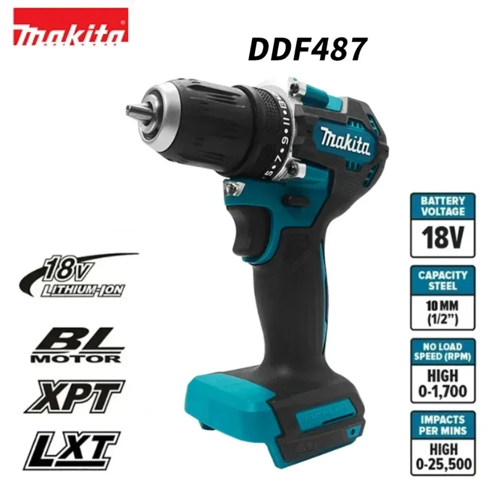 kf-Sd0c709e819d14d689cd21f181446af67U Makita DDF487 18V Brushless Screwdriver Electric Drill Impact Drill Of Decoration Team Power Tools For Makita 18V Battery - Image 1