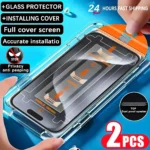 2Pcs Privacy HD Tempered Glass For iPhone 15 14 13 12 11 16 Pro Max 15 Plus Screen Protector With Alignment Mounting Cover