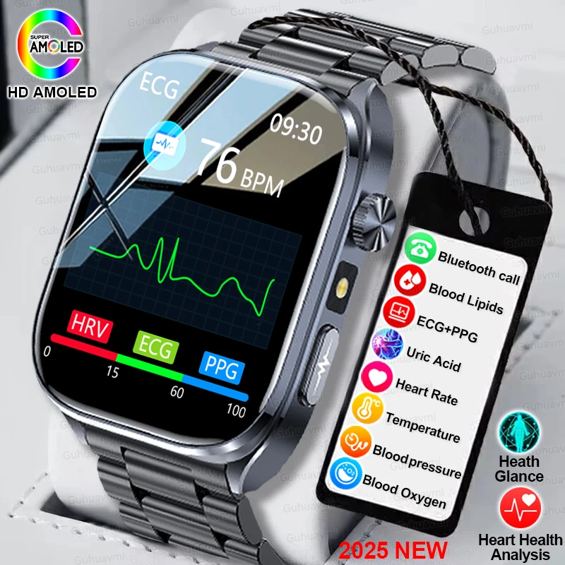 kf-Sd686b5b609de414cbeadf92c0bd60e16q 2025 New Accurate ECG Smart Watch Heart Health Analysis Blood analysis Blood Lipid Blood Pressure BT call Smart Watches For Men - Image 1