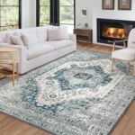 Area Rug Oriental Design Rug Throw Carpet Non-Slip Backing Floor Mat Washable for Bedroom, Living Room, Kitchen 200 x 290 cm