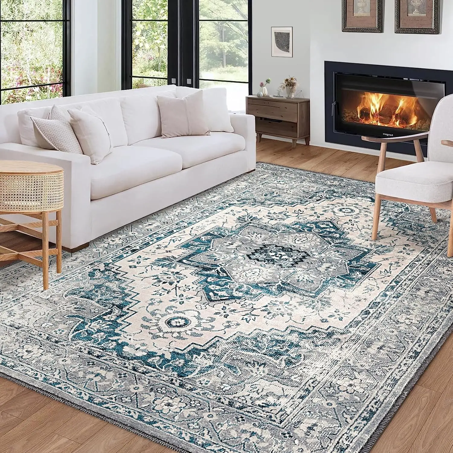 kf-Sd915820029474ae9bf68828b35a6da73k Area Rug Oriental Design Rug Throw Carpet Non-Slip Backing Floor Mat Washable for Bedroom, Living Room, Kitchen 200 x 290 cm - Image 1