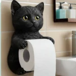 Wall Mounted Toilet Paper Roll Holder Resin Cat Shape Paper Towel Holder Creative Animal Roll Paper Storage Rack Bathroom Decor