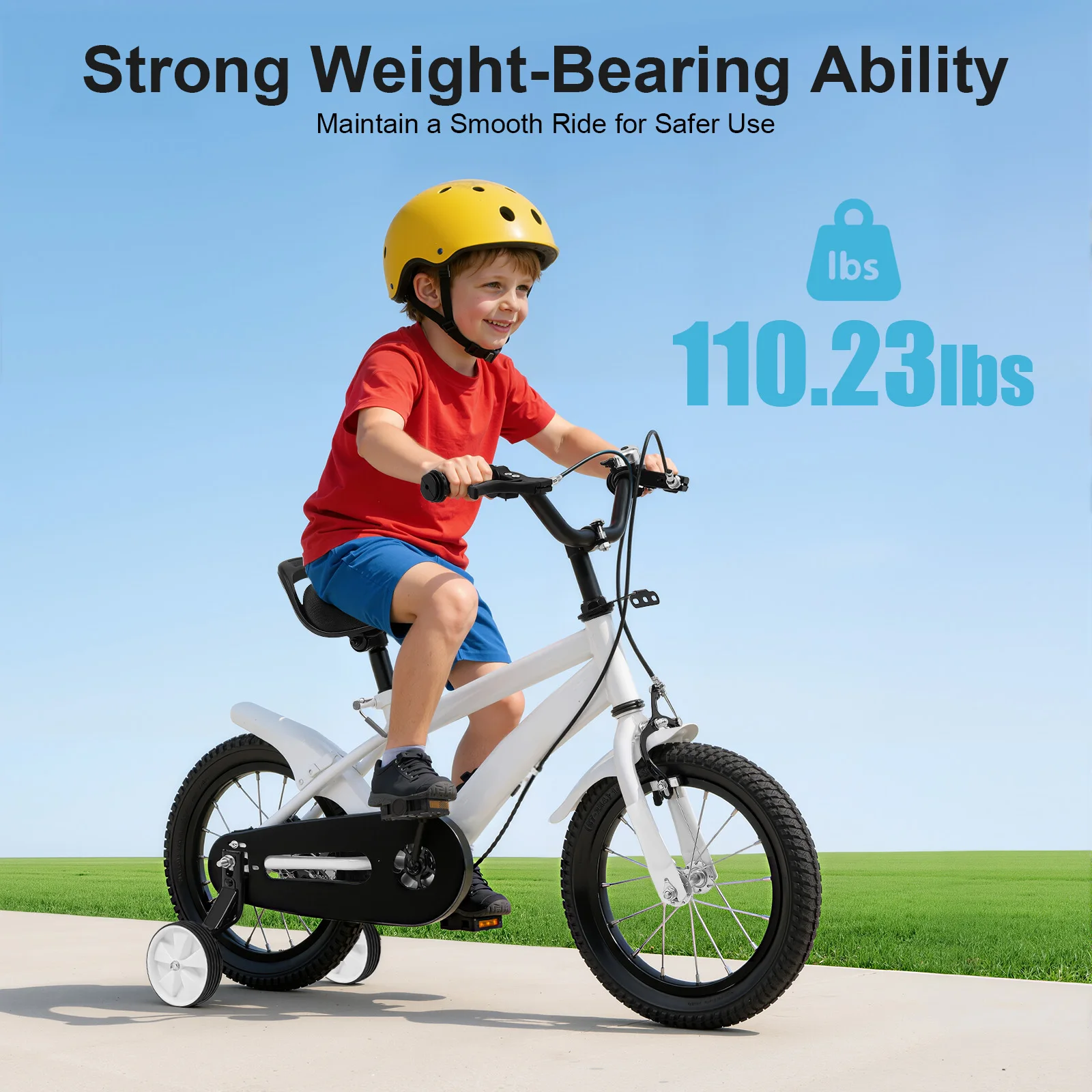 kf-Se01935ee7ce64c35bfe2d3944e77884dW 14 Inch Kids Bike w/ Training Wheels, Adjustable Seat Height Dual Brakes Children's Bicycle Kids Learning Bicycle for Boys Girls - Image 1