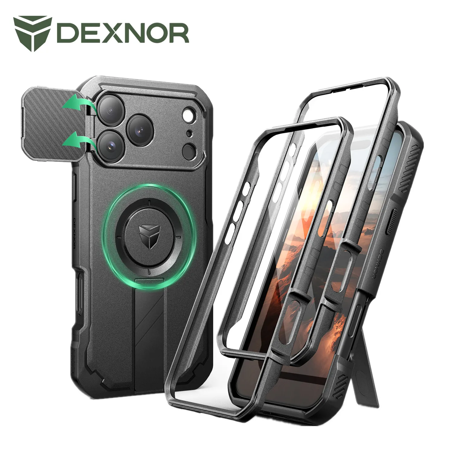 kf-Se0a03bf69ca44a2390f637135d72e58by For iphone 17 Series case with Camera Cover & Adjustable Kickstand Compatible With MagSafe Shockproof Magnetic Protective Cover - Image 1