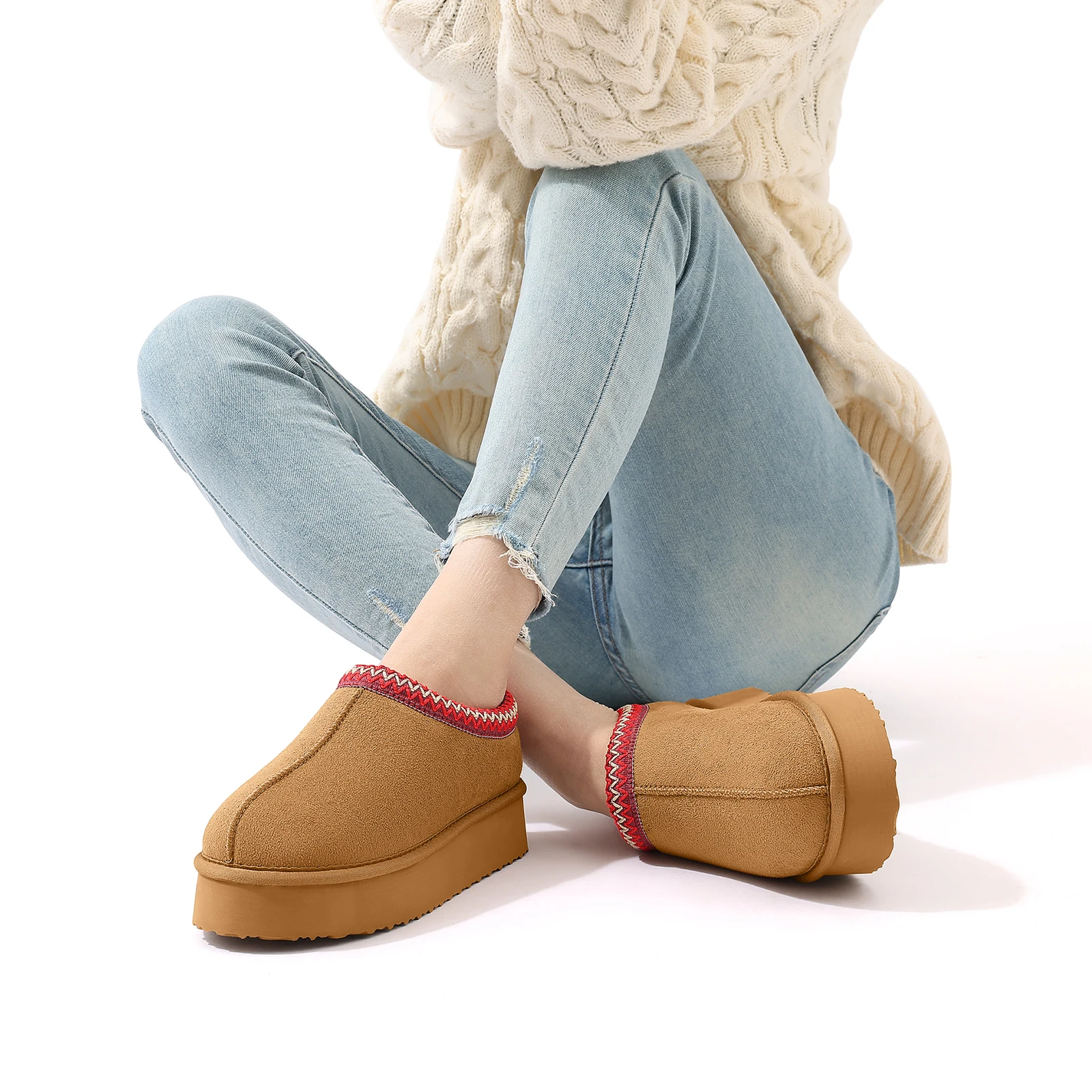 kf-Se387966d14a74f61aad7052b737de8f47 Evshine Fashion Suede Cotton Boots Fuzzy Plush House Slippers Winter Women Snow Boots Brand Fluffy Outdoor Antiskid Snow Boots - Image 1