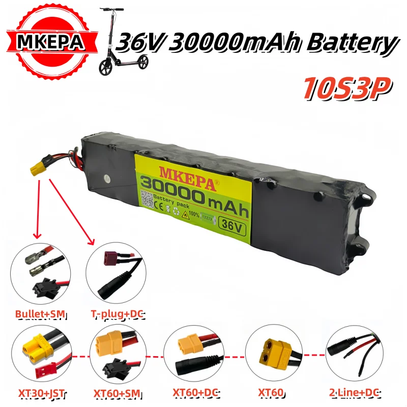 kf-Se4efbaa581a241e08c05cd4edbfa174eR 36V 18650 lithium battery pack 10S3P 30000mAh 250W-500W lpega Same port 42V Electric Scooter M365 mijia Power Battery with BMS - Image 1