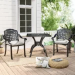 Outdoor dining table and chair set 3-piece set Garden terrace table and chairs Cast aluminum Balcony table and chairs Lawn