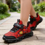 Disney LED Casual Sneakers Red Black For Spring Boys Mesh Outdoor Shoes Children Lighted Non-slip Shoes Size 21-30