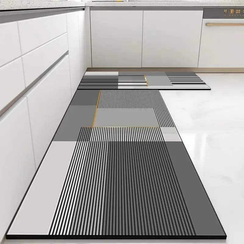 kf-Se74c122b38344b759fe5b8139c304aeam Pvc Kitchen Carpet Non-slip Oil-proof Rug Waterproof Leather Floor Mat Modern Long Strip Carpets Alfombra De Cocina 주방 미끄럼 방지 카펫 - Image 1