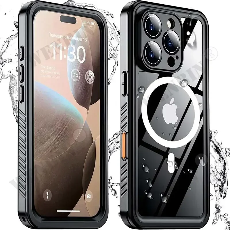 kf-Se94bc872f6b44fefa39c2a1a18a20b23K IP68 Waterproof Case For iPhone 17 16 15 Pro Max Plus Full Body Protective Cover Swim Underwater Diving Magsafe Magnetic Fundas - Image 1