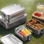Durable Stainless Steel Bento Box Square Large Capacity Lunch Box with Lid Leakproof Lunch Container Outdoor